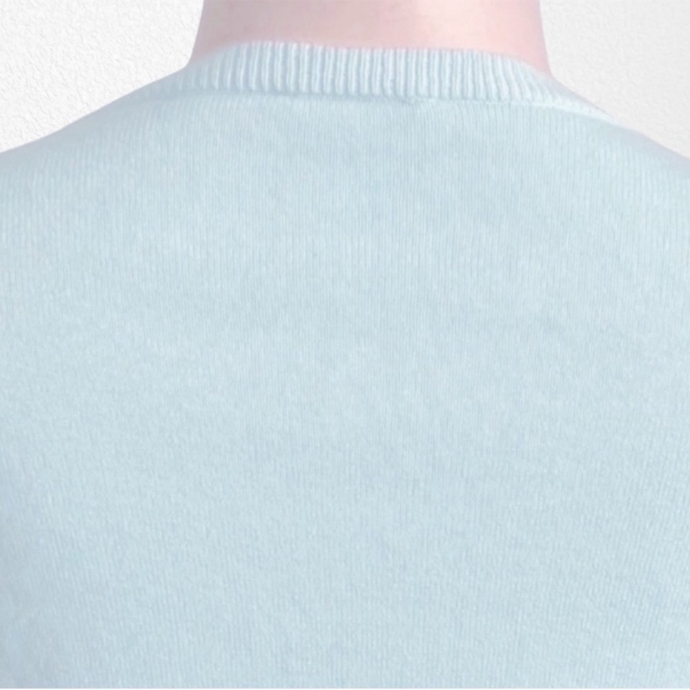 Two Bees Cashmere Allover Pineapple Print Pullover Sweater Aqua SZ M - Picture 9 of 10